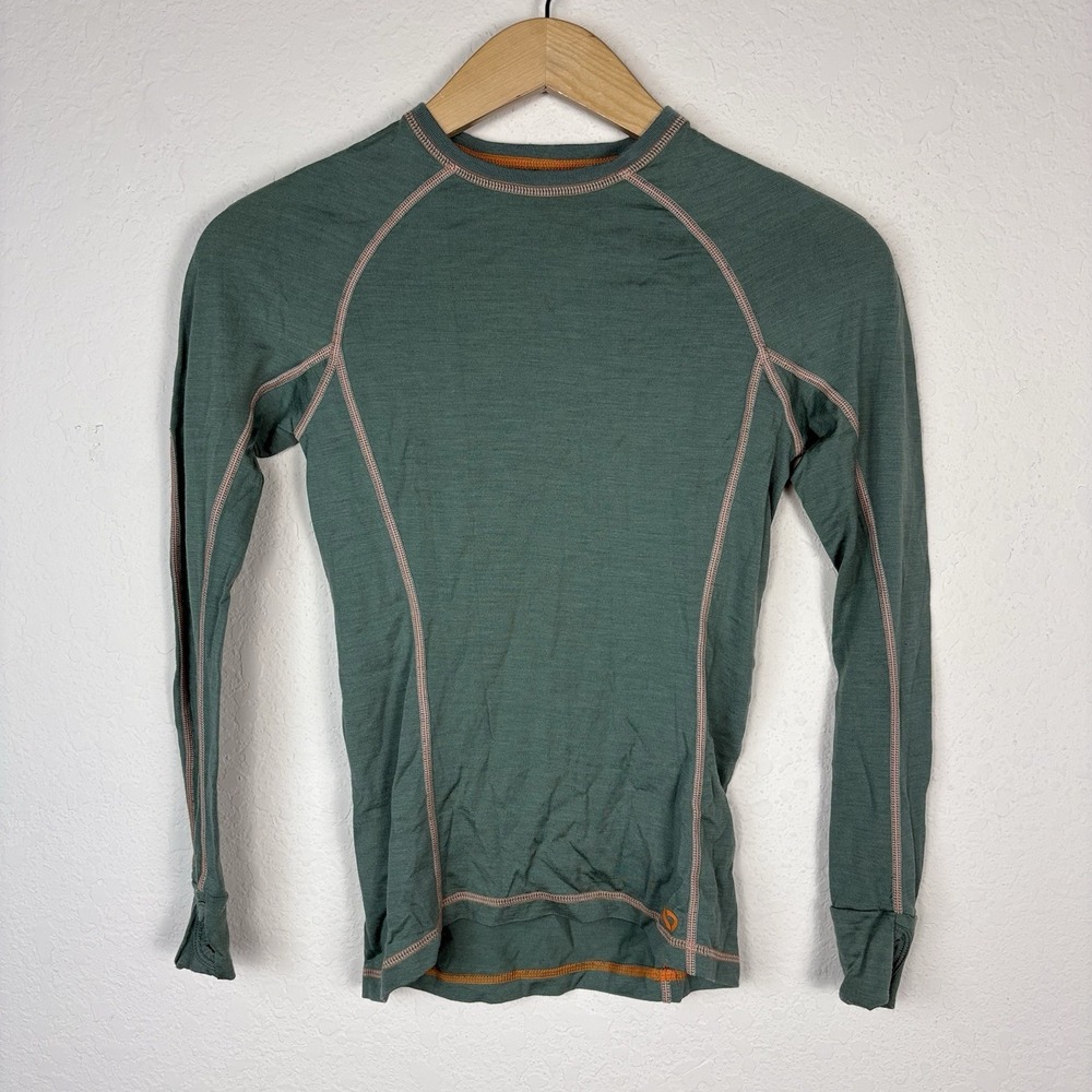 First Lite Shirt Womens XS Green Lupine Crew 100% Merino Baselayer Hunting Top